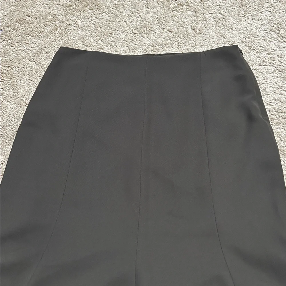 Zara Brown Midi Fit Flare Skirt Lace Detail on Bottom size 6